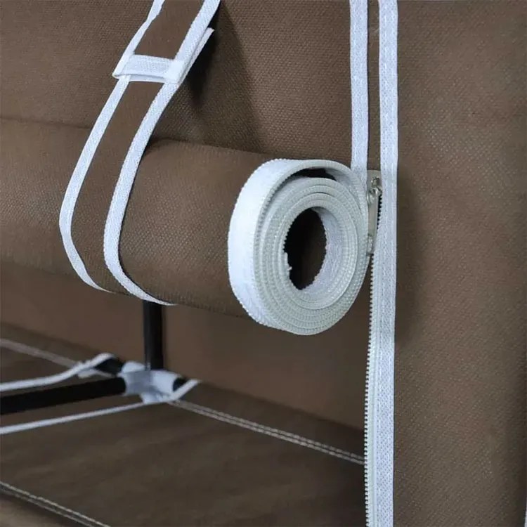 Brązowa tekstylna szafa na buty - Regis 6X