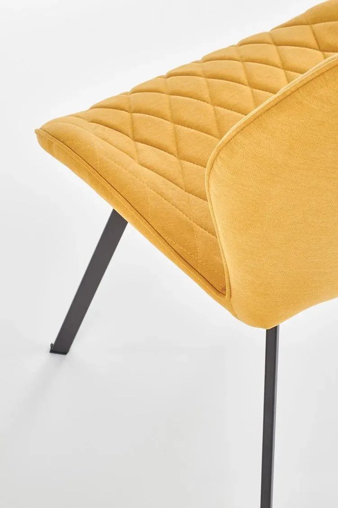 Musztardowe tapicerowane krzesło 45cm F5-L16