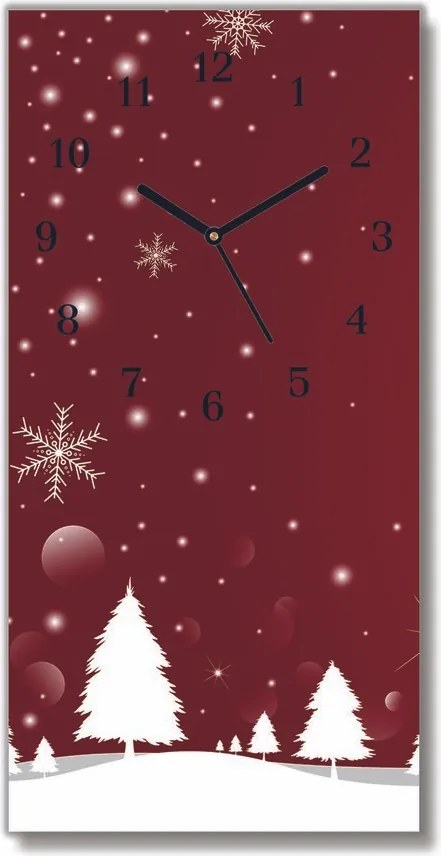 Zegar ścienny Choinki Święta Płatki Śniegu