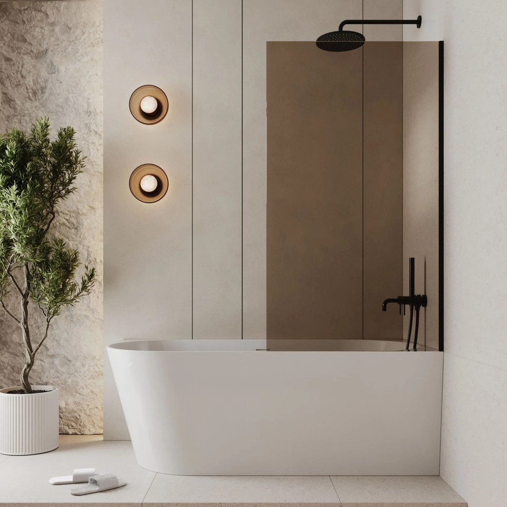 Parawan nawannowy prostokatny MOLIS Classic Brown szkło brązowe | Różne rozmiary : Kolor profili kabiny - chrom / srebrny, Rozmiar - 70x140 cm