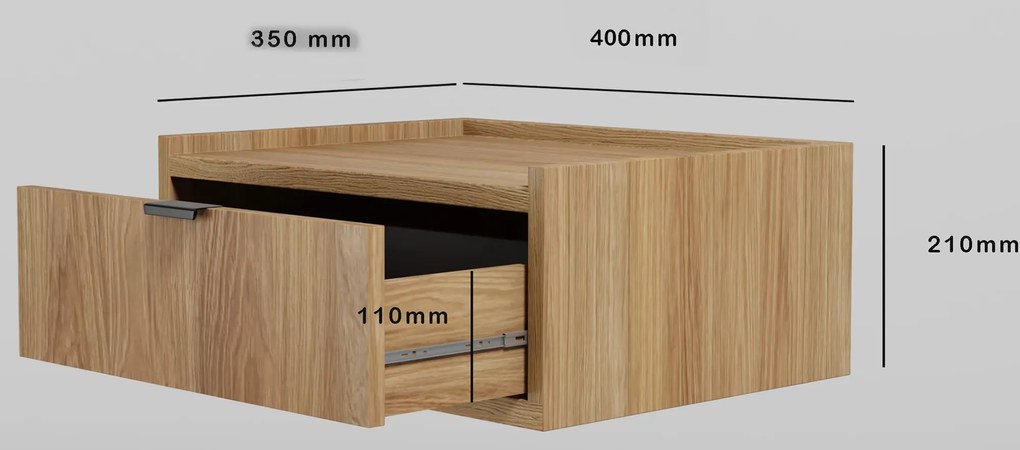 Szafka nocna wisząca z szufladą hikora naturalna H8-S22