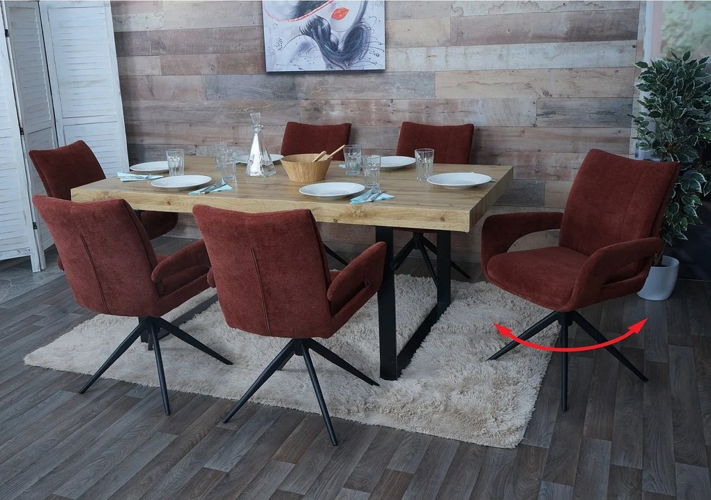 Krzesło do jadalni MCW-O78 (zestaw 6 szt.),  czerwono-brązowe