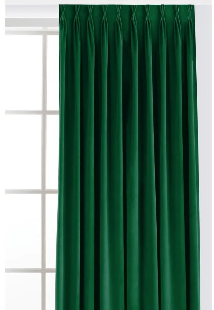 Zielona aksamitna zasłona częściowo zaciemniająca (dimout) 265x300 cm Velto – Filumi