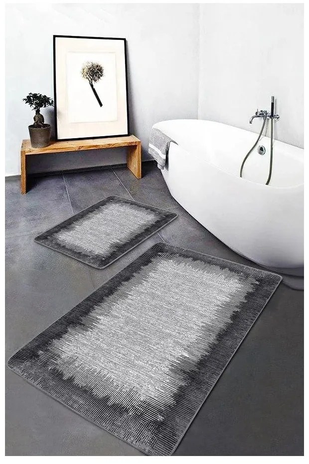 Czarno-szare dywaniki łazienkowe zestaw 2 szt. 60x100 cm – Mila Home