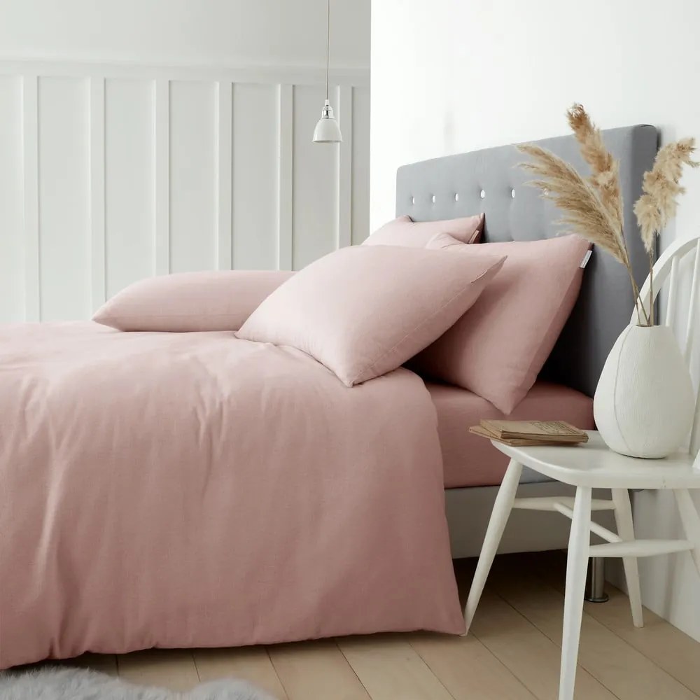 Różowa flanelowa pościel dwuosobowa 230x220 cm Brushed – Catherine Lansfield