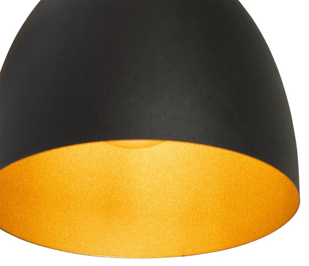 Rustykalna lampa ścienna czarna z drewnem - Flint Rustykalny / Vintage Oswietlenie wewnetrzne