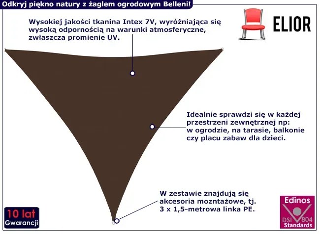 Brązowy żagiel ogrodowy - Norea