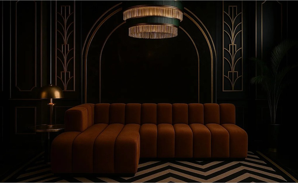 Narożnik w kształcie L GRAND 295 cm, tkanina Salvador, Ciemnobrązowy, Lewy