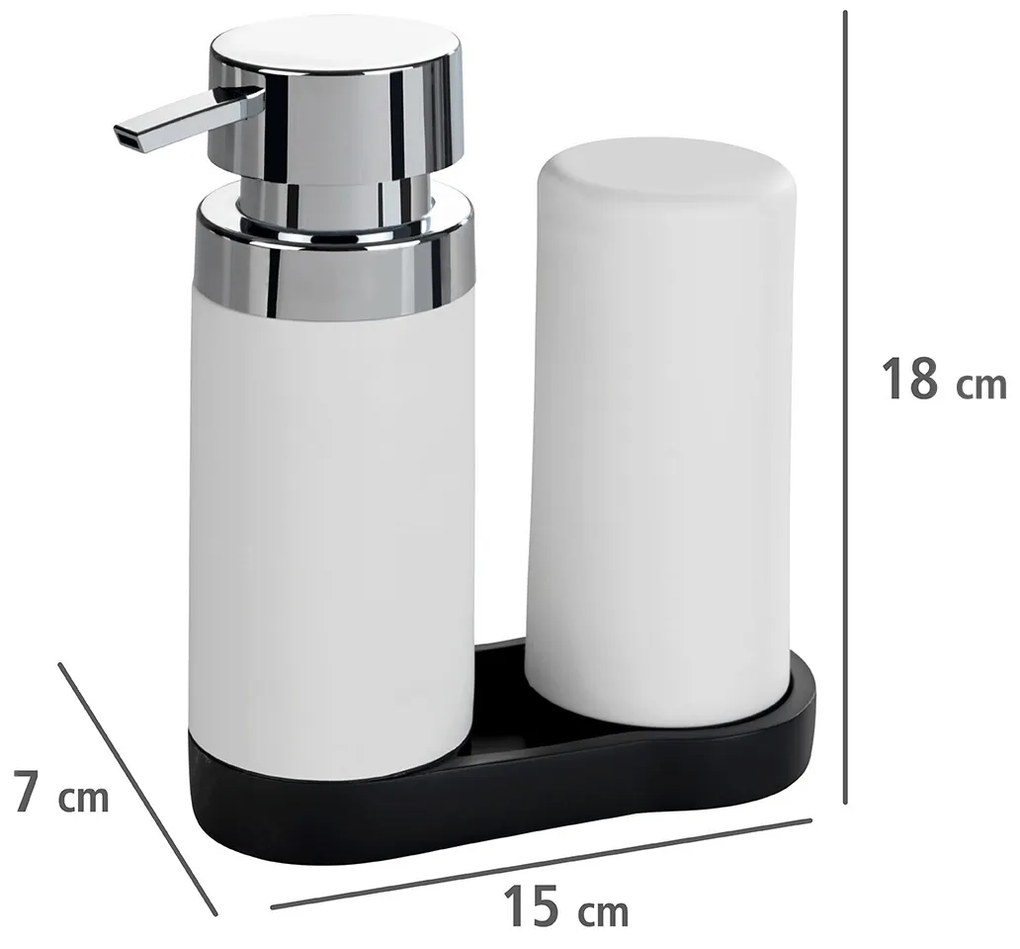 Dozownik z pompką do mydła, zestaw 2w1 do kuchni lub łazienki - 250 ml, WENKO
