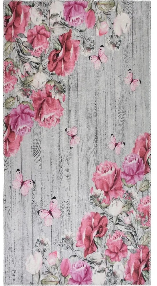 Różowo-szary dywan odpowiedni do prania 160x230 cm Blooming Roses – Vitaus