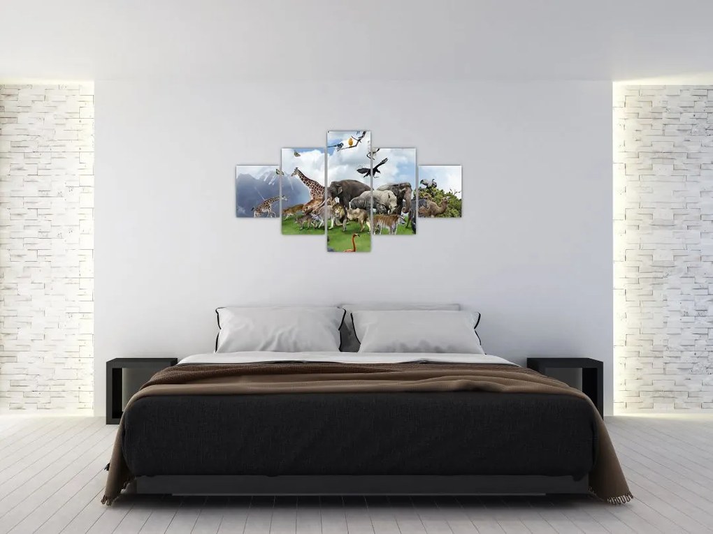 Obraz - Zwierzątka na wyspie (125x70 cm)