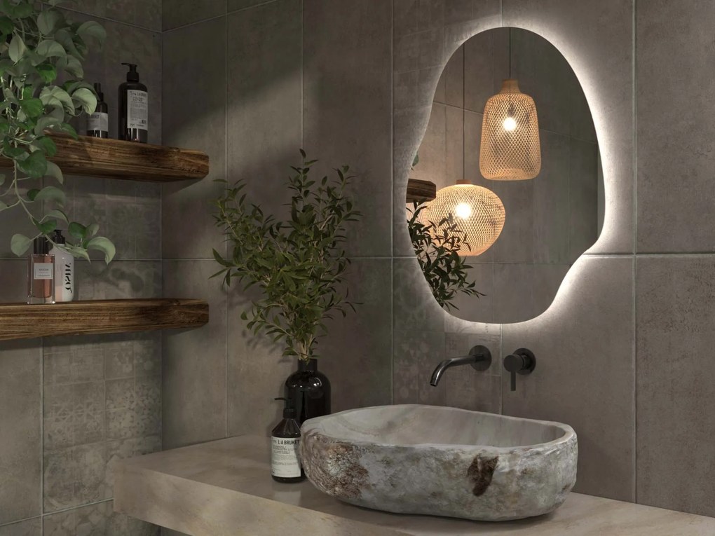 Organiczne lustro LED z oświetleniem A37 45x60