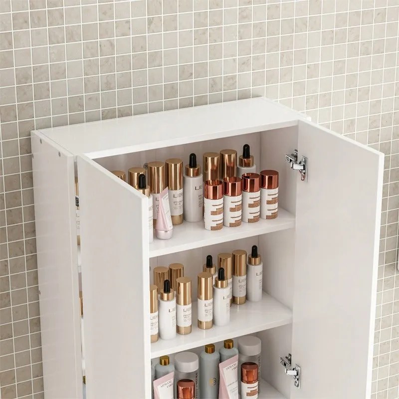 Szafka wisząca do łazienki, biała, z 2 drzwiami, nowoczesna, do montażu na ścianie, z 3 półkami, 60 cm