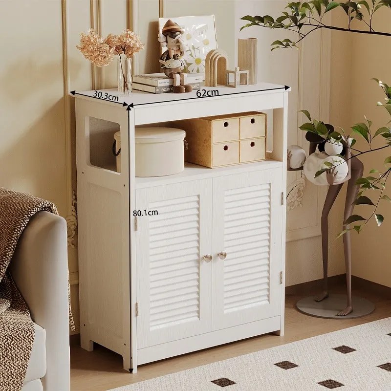 Komoda szafka z półką – 2 drzwi – styl skandynawski / loft – biała