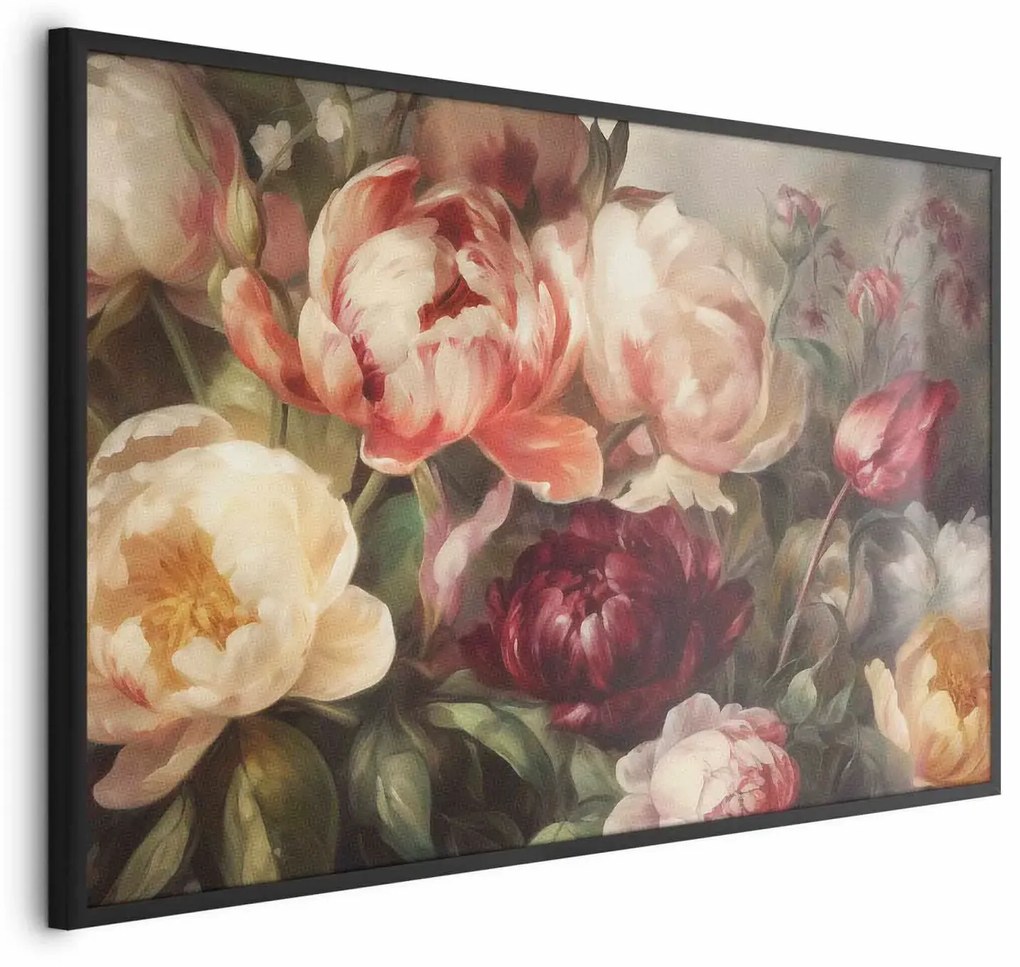 Plakat Piwonie 60x40 cm z ramą czarną bez marginesu ARTGEIST B