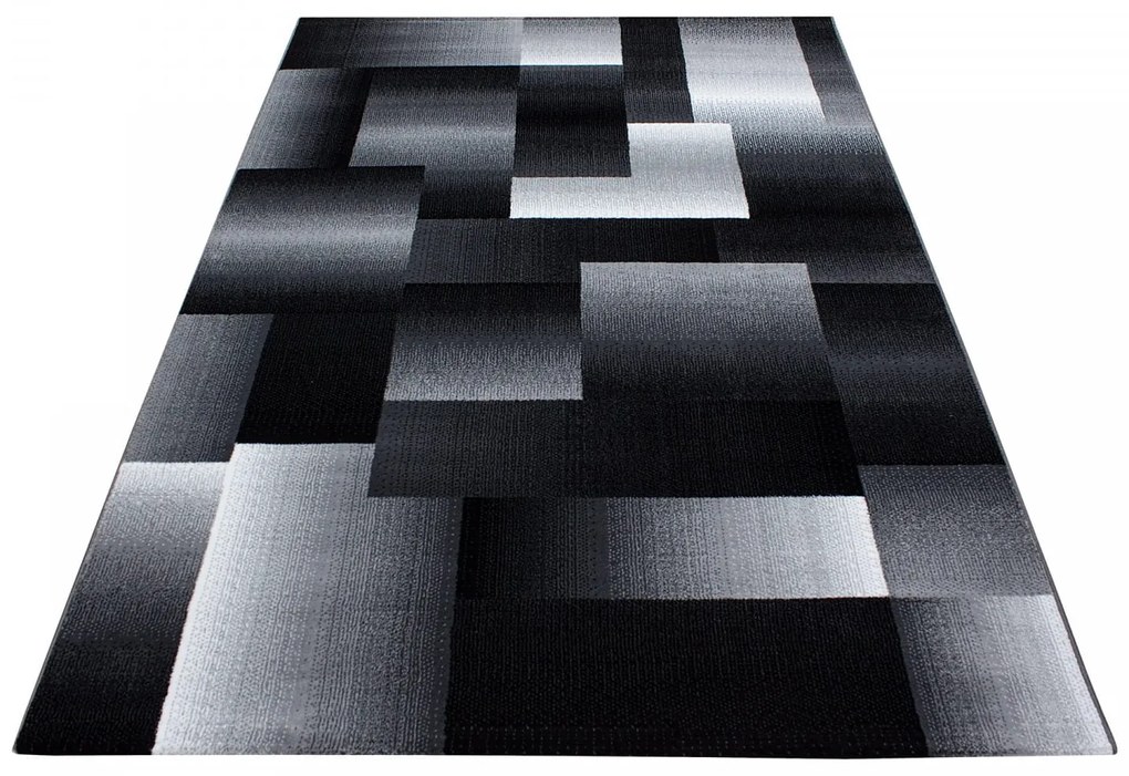 Dywan nowoczesny Miami kwadraty szaro-czarne 240 cm x 340 cm