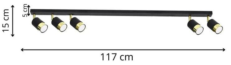 Plafon sufitowy z pięcioma ruchomymi spotami - 3X A282 R8-D56