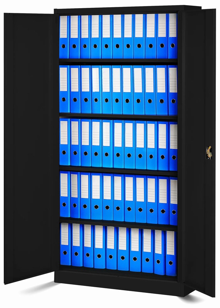 Zestaw 4x biurowa szafa metalowa na akta JAN, 900 x 1850 x 400 mm, czarna