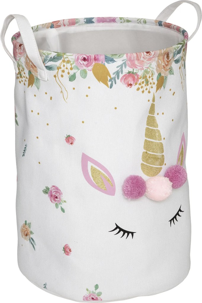 Kosz na zabawki z pomponami, składany, Ø 35 cm