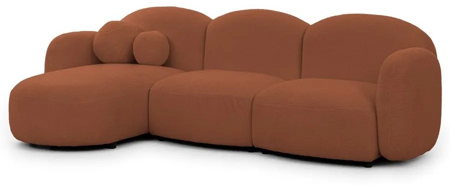 Narożnik z materiału bouclé (lewostronny/z szezlongiem) w kolorze terakoty Orbit – Ropez