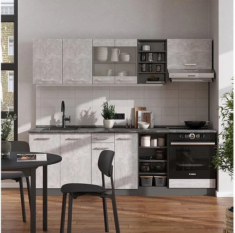 Zabudowa kuchenna beton/antracyt 240x46x81.6 r-line