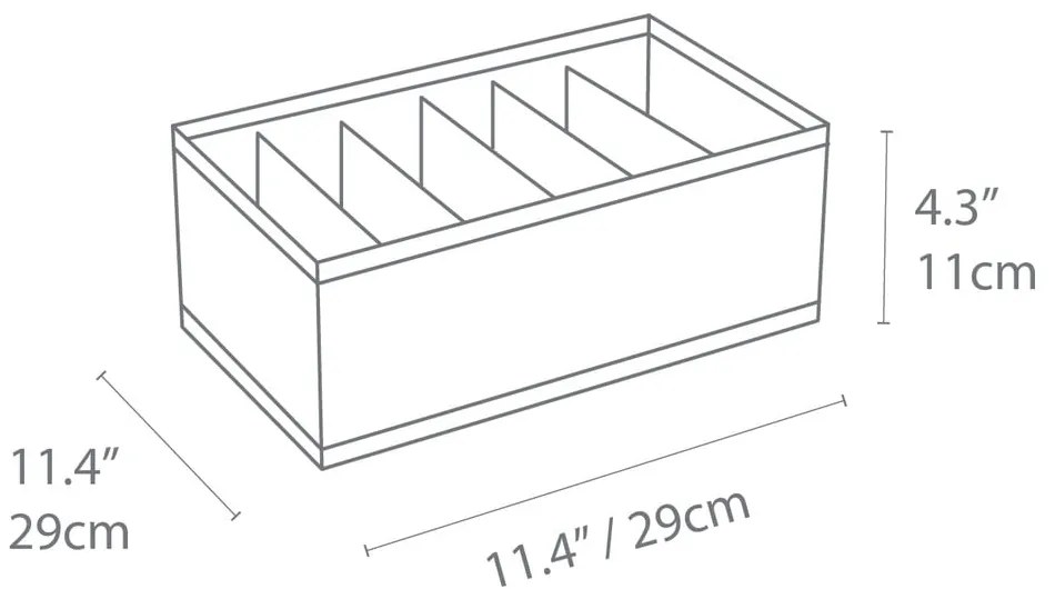 Szary organizer do szuflady z przegródkami Bigso Box of Sweden Drawer, 16,5x11 cm