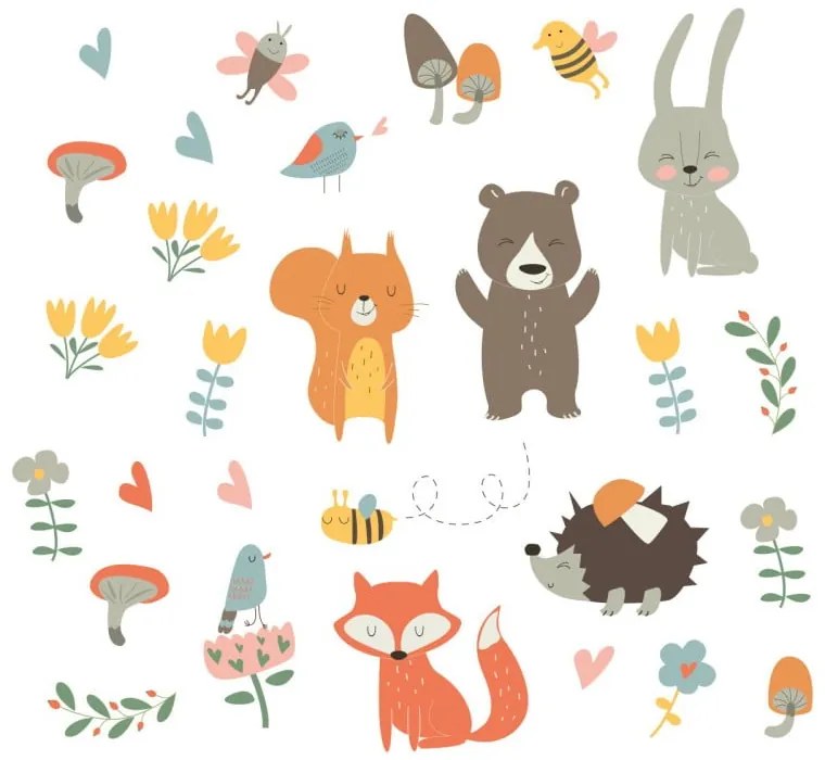 Zestaw dziecięcych naklejek ściennych Ambiance Funny Scandinavian Animals