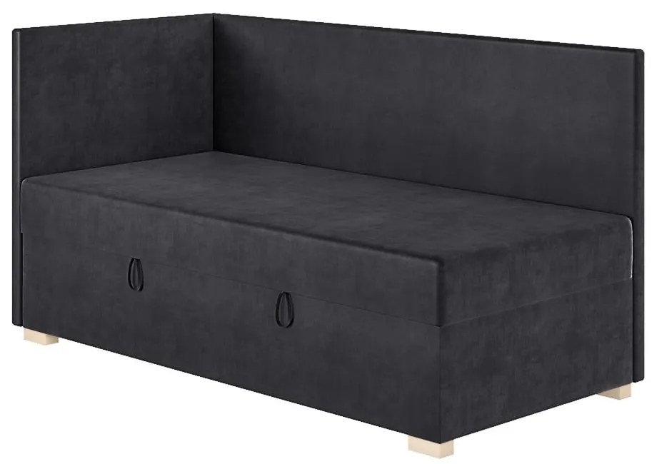 Ciemnoniebieskie narożne łóżko dziecięce ze schowkiem i materacem 90x200 cm Flexi – Ghado