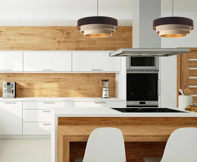 Okrągła welurowa lampa wisząca z abażurem - S444 T5-M31