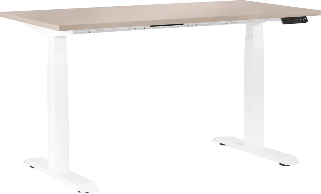 Biurko do pracy z regulacją wysokości Fighter Single Desk beżowy/biały 140x70 cm