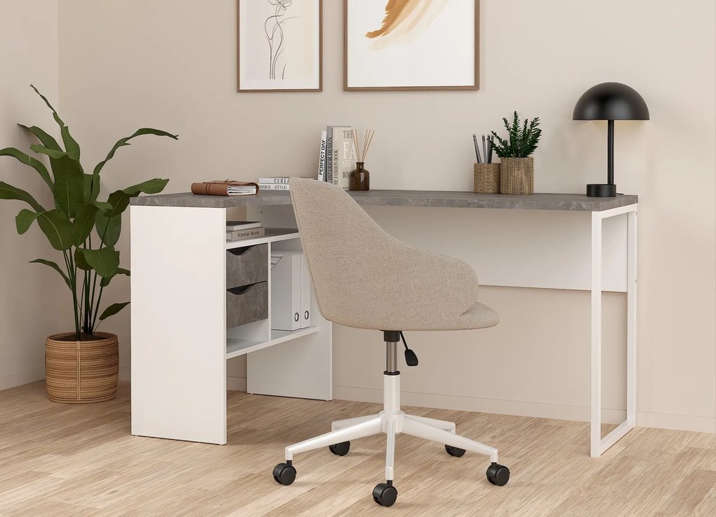Biurko narożne Function 118 biały/beton