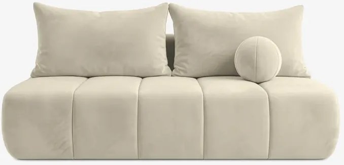 Sofa z Funkcją Spania SARIA Kremowa Welurowa Nowoczesna