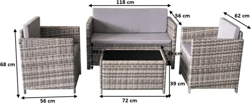 Zestaw mebli ogrodowych Luma szary - elegancki, komfortowy, trwały