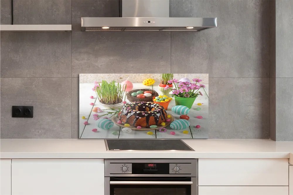 Szkło do Kuchni na Ścianę Wielkanocne Ciasto i Pisanki