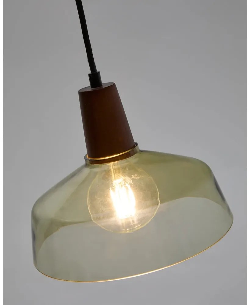 Zielona/w ciemnym naturalnym kolorze lampa wisząca ze szklanym kloszem ø 40 cm Silex – Kave Home