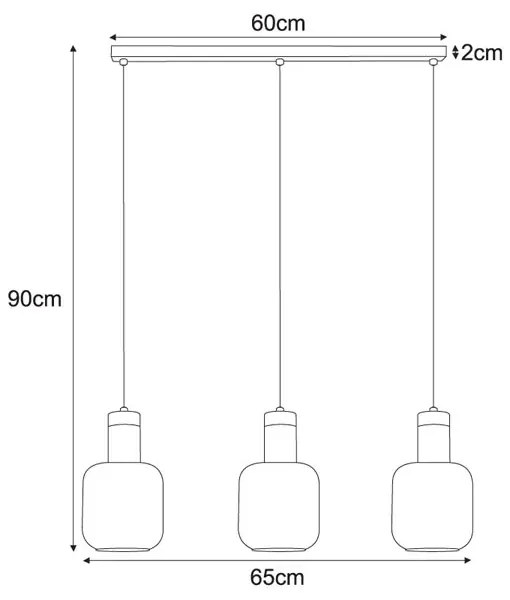 Potrójna szklana lampa wisząca na listwie - A557-Vami