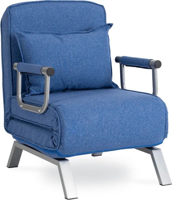 Fotel Rozkładany BART Wypoczynkowy Niebieski do Spania Leżanka Nowoczesny