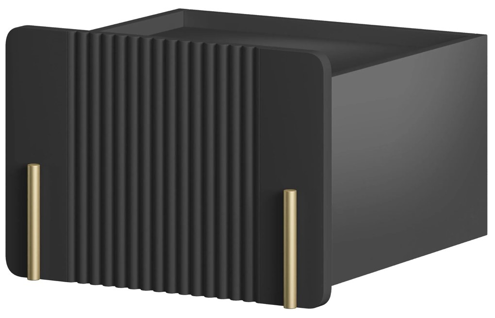 Szafka nocna Malmi 45 cm wisząca z szufladą - czarny mat / złoty