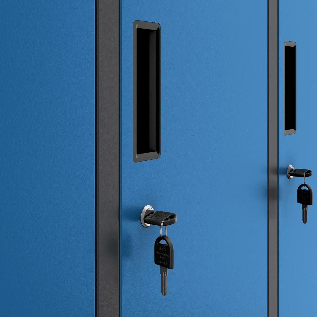 Szafka socjalna ubraniowa BHP antracytowo-niebieska: 6-drzwiowa IGOR 900 x 1850 x 450 mm