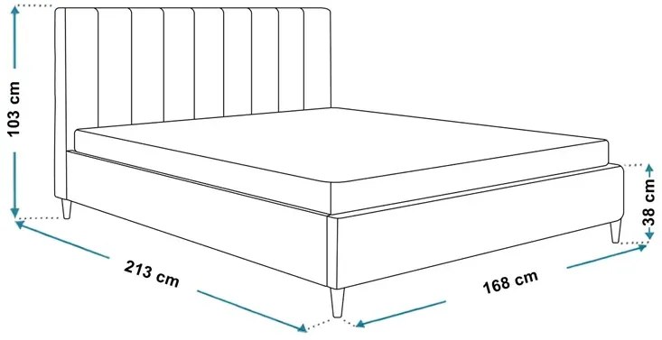 Tapicerowane łóżko z zagłówkiem 160x200 Siza - 36 kolorów