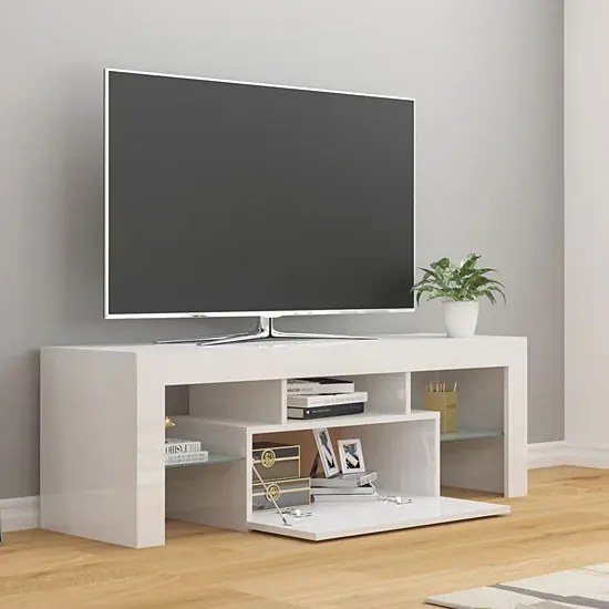 Biała szafka RTV z LED w połysku - Artbo