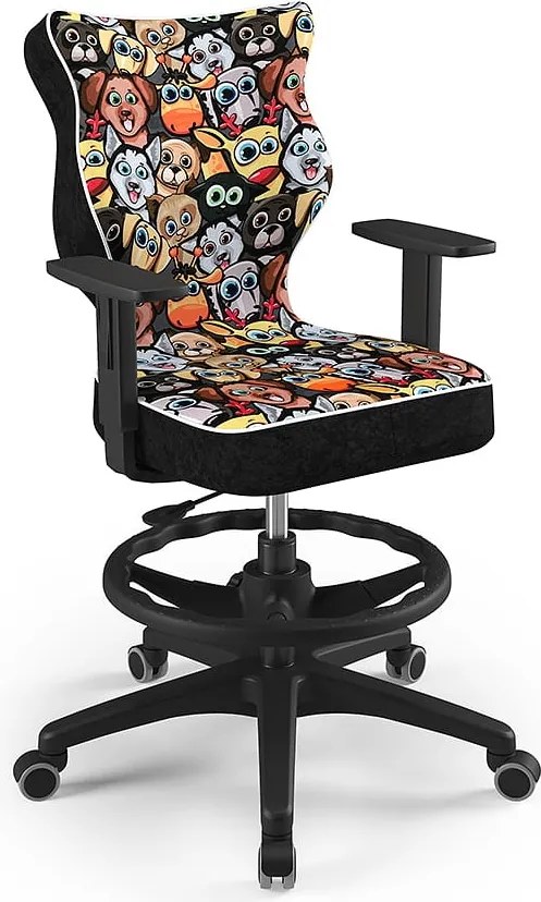 Krzesło do biurka z wzorami Duo Black rozmiar 6 (159-188 cm) z podnóżkiem