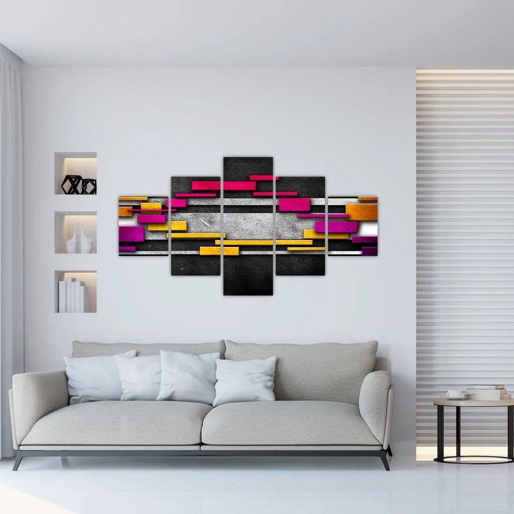 Obraz kolorowej abstrakcji na czarnym tle (125x70 cm)