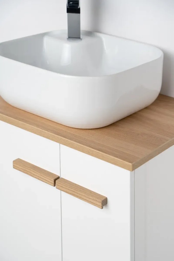 Szafka pod umywalkę L-WOOD 79 cm biały połysk KROFAM