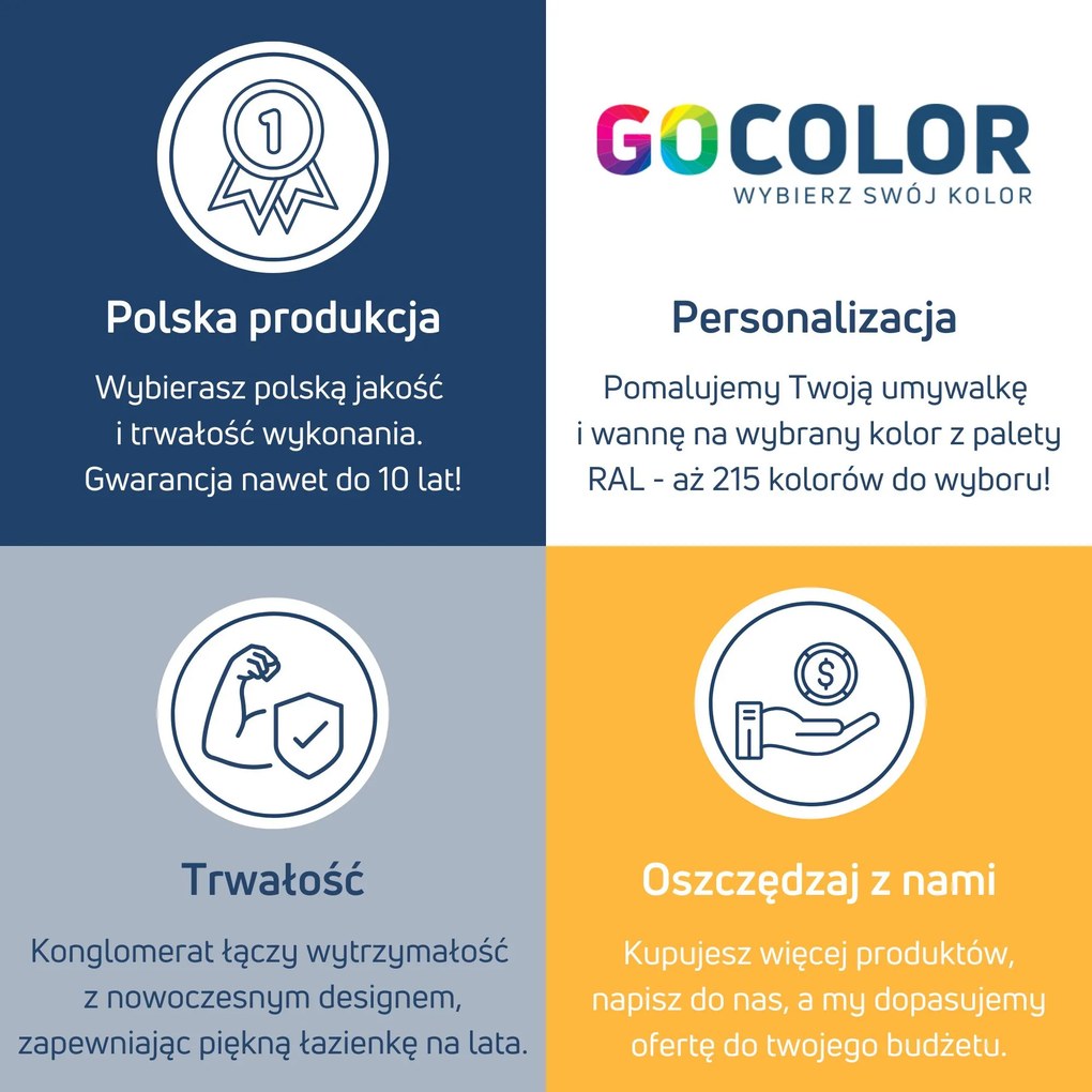 Massi Umywalka wpuszczana w blat z konglomeratu WAVE 100 cm : Otwory na baterię - Jeden otwór, Wykończenie - matowe