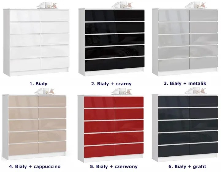 Komoda do biura biała + czarny połysk L3-L12