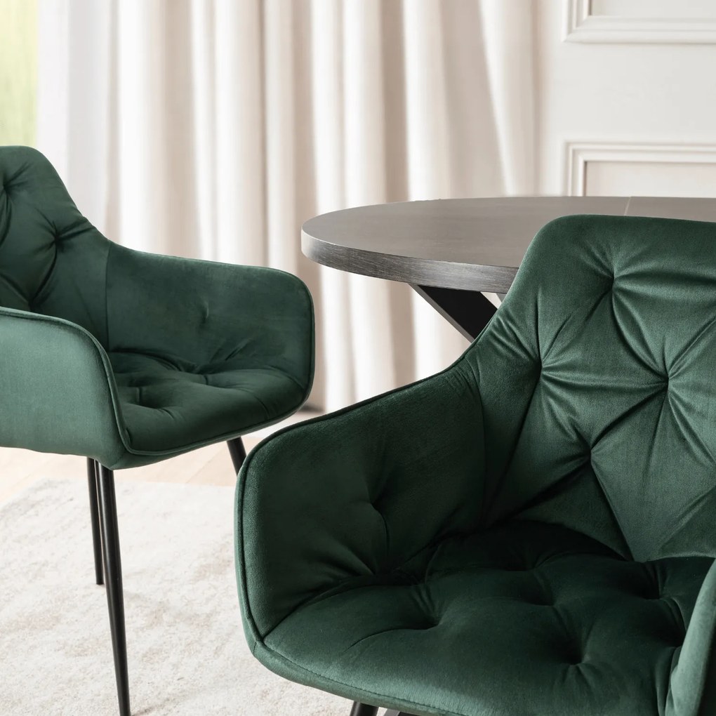 Krzesło Tapicerowane do Salonu MODESTO Zielone Welurowe Nowoczesne Loft