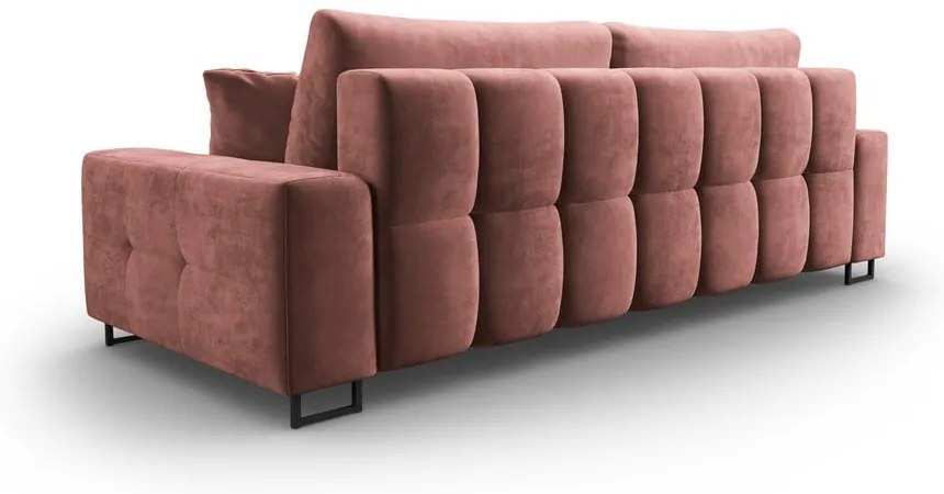 Różowa aksamitna rozkładana sofa ze schowkiem 250 cm Wicklow – Cosmopolitan Design