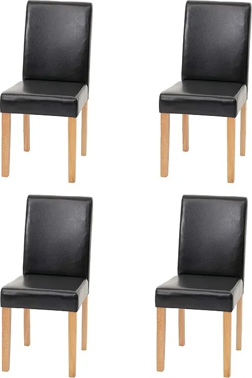 Krzesło do jadalni Littau (zestaw 4 sztuk),  imitacja skóry, czarne, jasne nogi