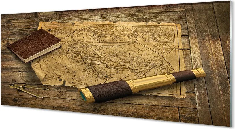 Szklany Panel Stara Mapa w Formie Zeszytu